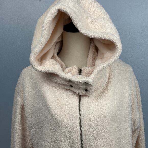 Anthropologie Porridge Gillian Sherpa Hoodie Jacket Coat Cream Cozy Large - Picture 4 of 9